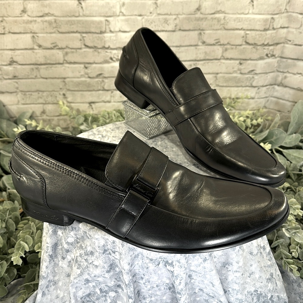 Kenneth Cole “Power Plug” Black Leather Round Toe Dress Loafers Men’s 12M🖤EUC